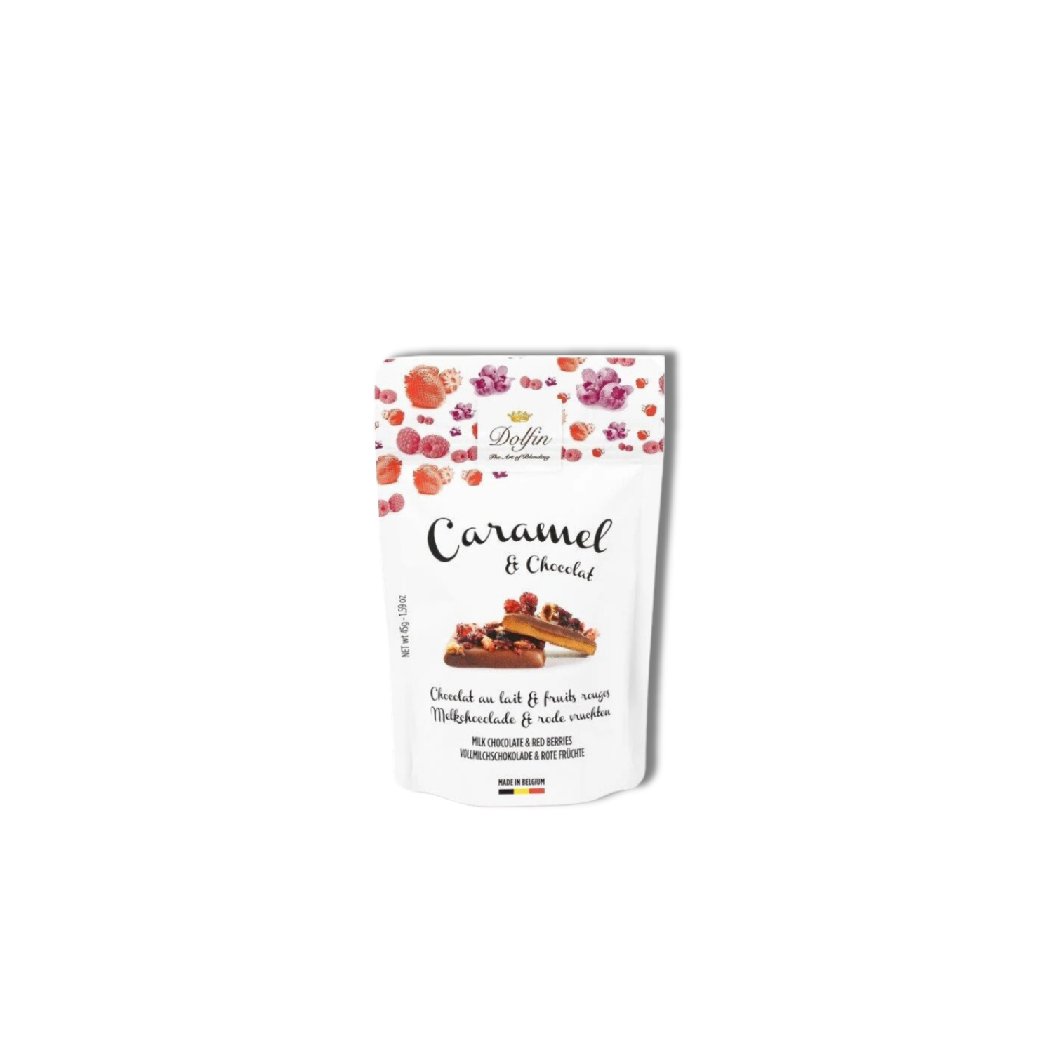 Caramel melkchocolade rode vruchten 45g