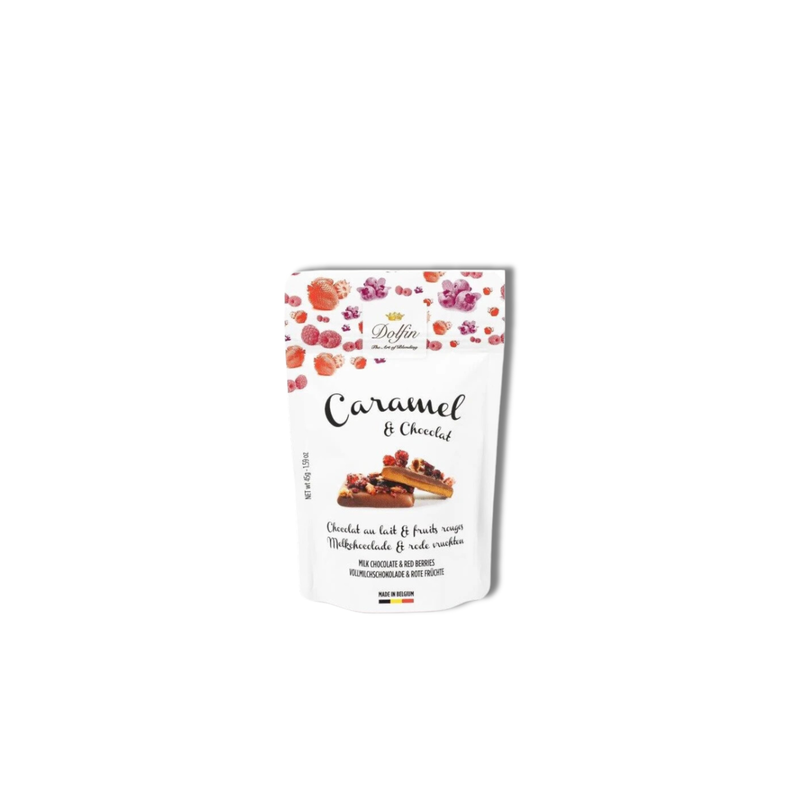 Caramel melkchocolade rode vruchten 45g