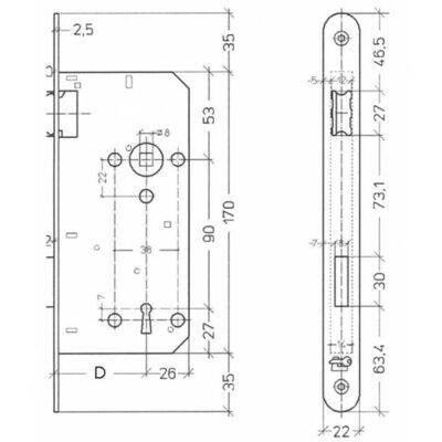 Litto A1390 binnendeurslot - As-afstand 90 mm