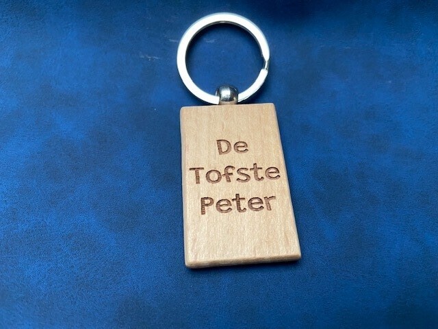 Houten sleutelhanger - de tofste peter