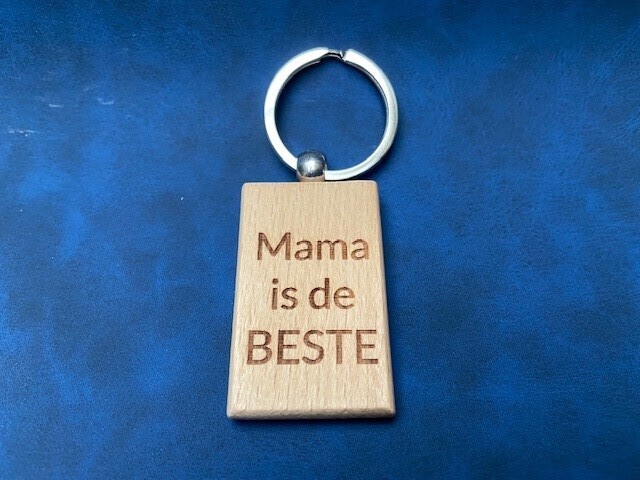 Houten sleutelhanger - mama is de beste