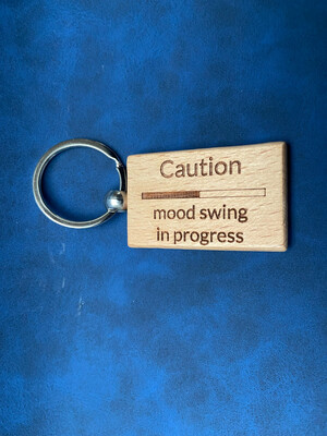 Houten sleutelhanger - Caution mood swing