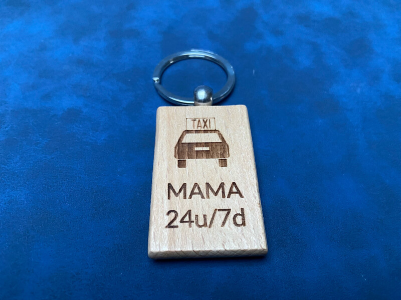 Houten sleutelhanger - Taxi Mama Houten sleutelhanger - Taxi Mama
