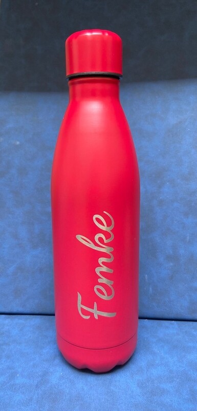 Drinkfles RVS 790ml - rood - met naam