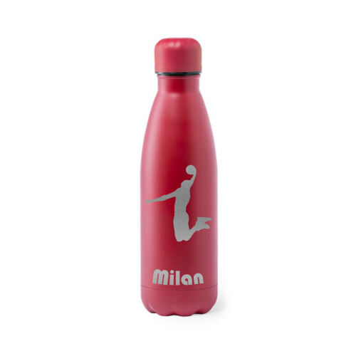 Drinkfles RVS 790ml - rood - met naam en sportafbeelding