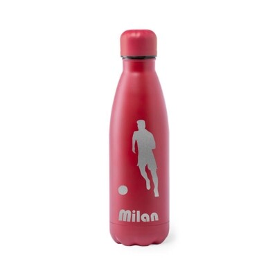 Drinkfles RVS 790ml - rood - met naam en sportafbeelding