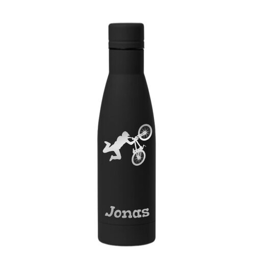 Drinkfles rubber afwerking – 750ml - met naam en sportafbeelding