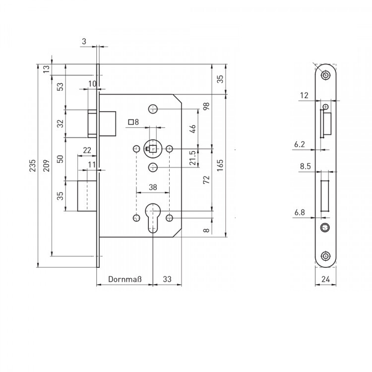 BMH PZW0450 insteekslot klasse 4 - As-afstand 72mm