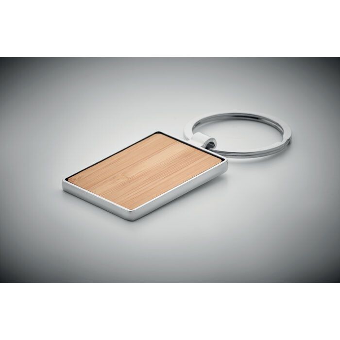 Metalen sleutelhanger, bamboe inleg - Jij bent leuk! mag ik je houden?