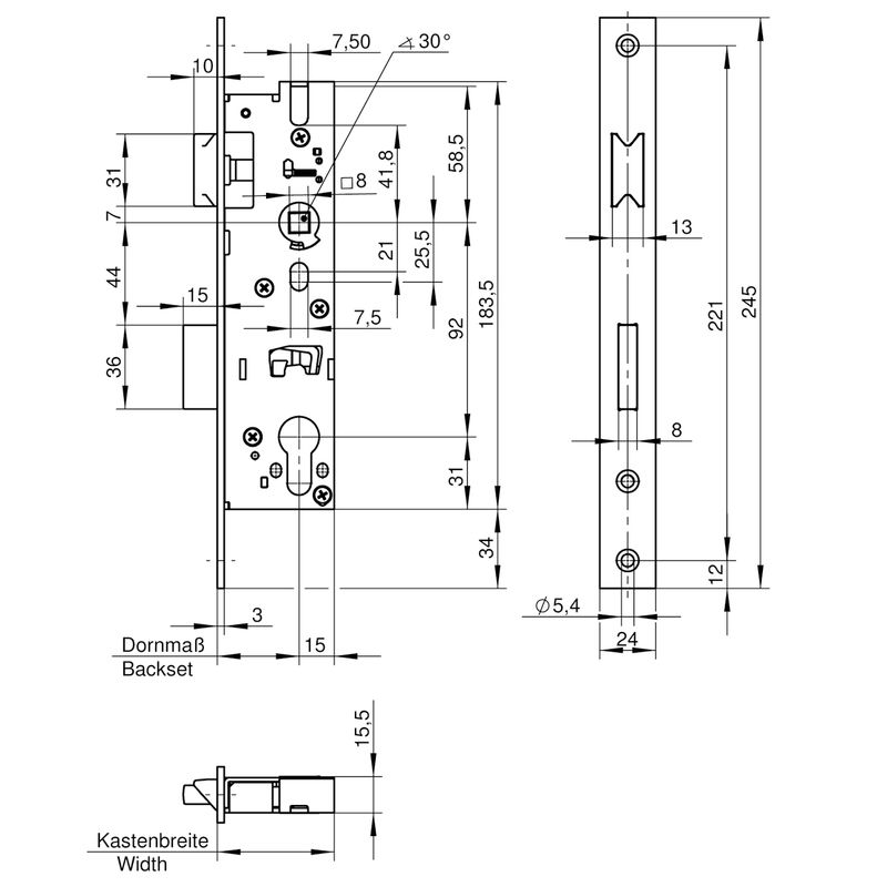 WILKA 1433 insteekslot - asafstand 92mm