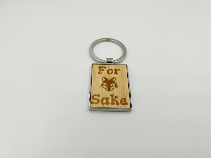 Metalen sleutelhanger, bamboe inleg - For fox sake