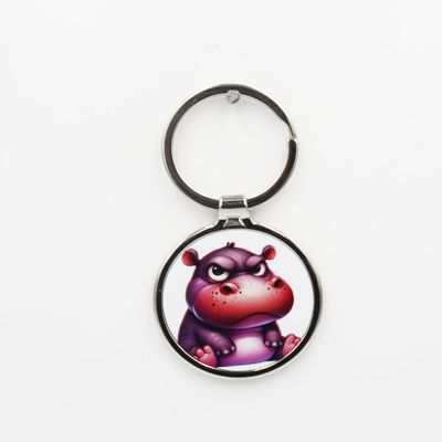 Metalen sleutelhanger - Boos nijlpaard