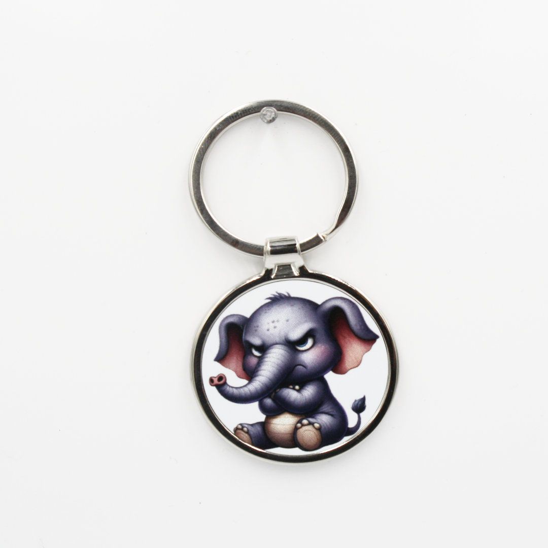 Metalen sleutelhanger - Boze olifant Metalen sleutelhanger - Boze olifant