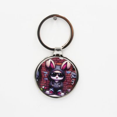 Metalen sleutelhanger - Hiphop konijn Metalen sleutelhanger - Hiphop konijn