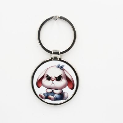 Metalen sleutelhanger - Boos konijn