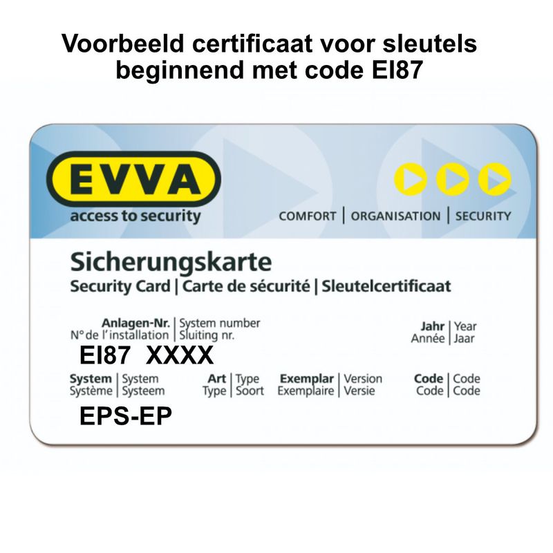 EVVA EPS sleutel - EI87 (nabestelling)