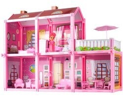 Poppenhuis grote Villa met pop om in elkaar te zetten