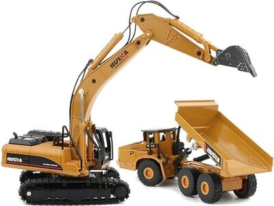 Die-cast metal Dump truck met kraan schaal 1:50