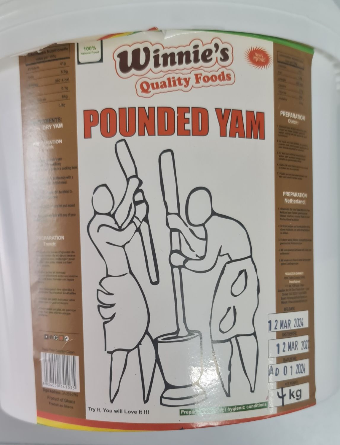 winnies pounded yam bucket 4kg