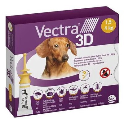 Vectra 3D spot on hond XS 3 pipet  1.5-4 kg