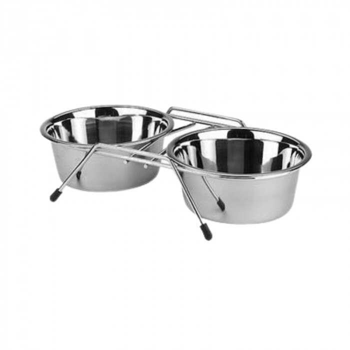 RVS Dinnerset voor Katten met 2 Voerbakken