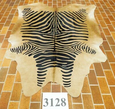 ​echtes Kuhfell mit Zebra-Druck Nr.3128, mit beigem Untergrund