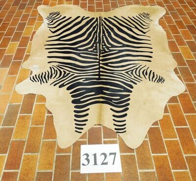 ​echtes Kuhfell mit Zebra-Druck Nr.3127, mit beigem Untergrund