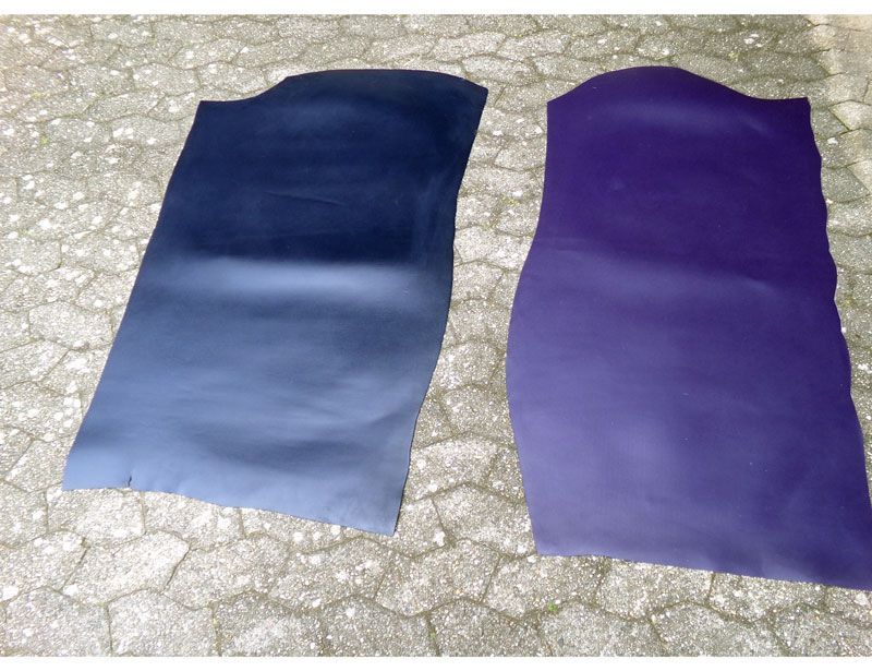 Rindspaltleder Blau/Violett (Gürtelleder), Rindleder, Lederstück, Lederhaut