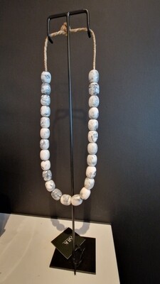 Object Nature Matinee Necklace Marble Grey L8 W12 H44cm