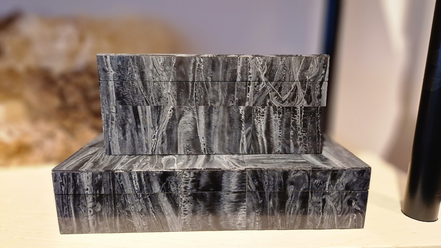 Decoration Box Nature Vivre Marble Resin Dark Graphite L23 W15 H10cm