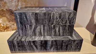 Decoration Box Nature Vivre Marble Resin Dark Graphite L30 W20 H6.5cm