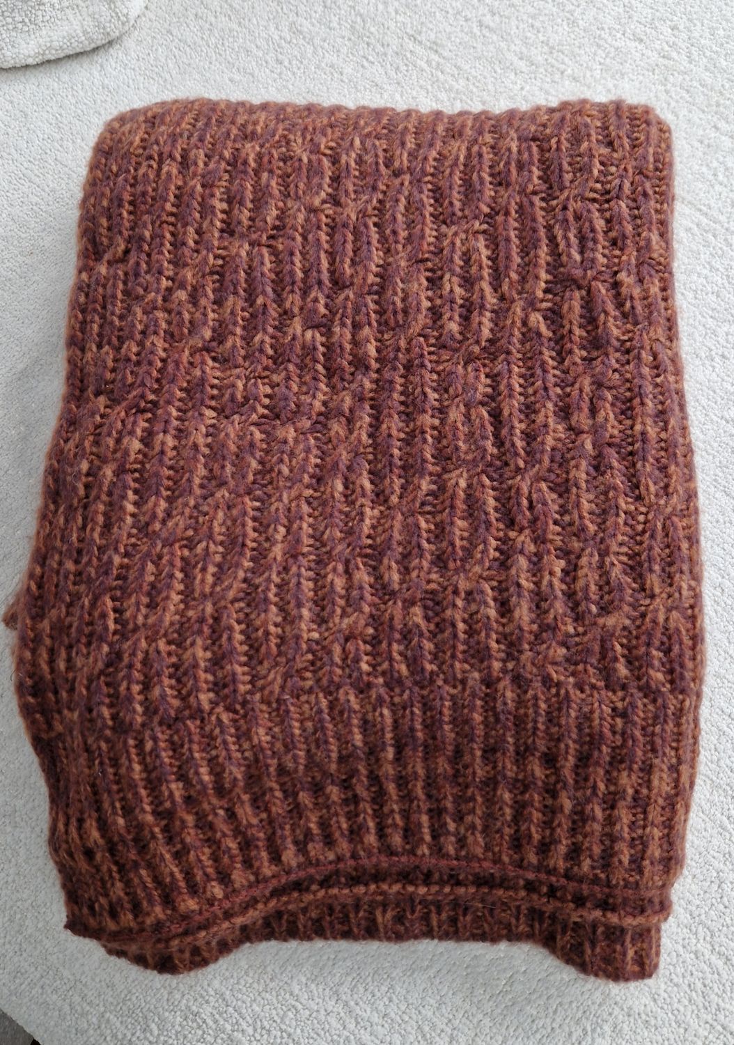 Plaid knitted mohair wool Brown terracotta 140x200