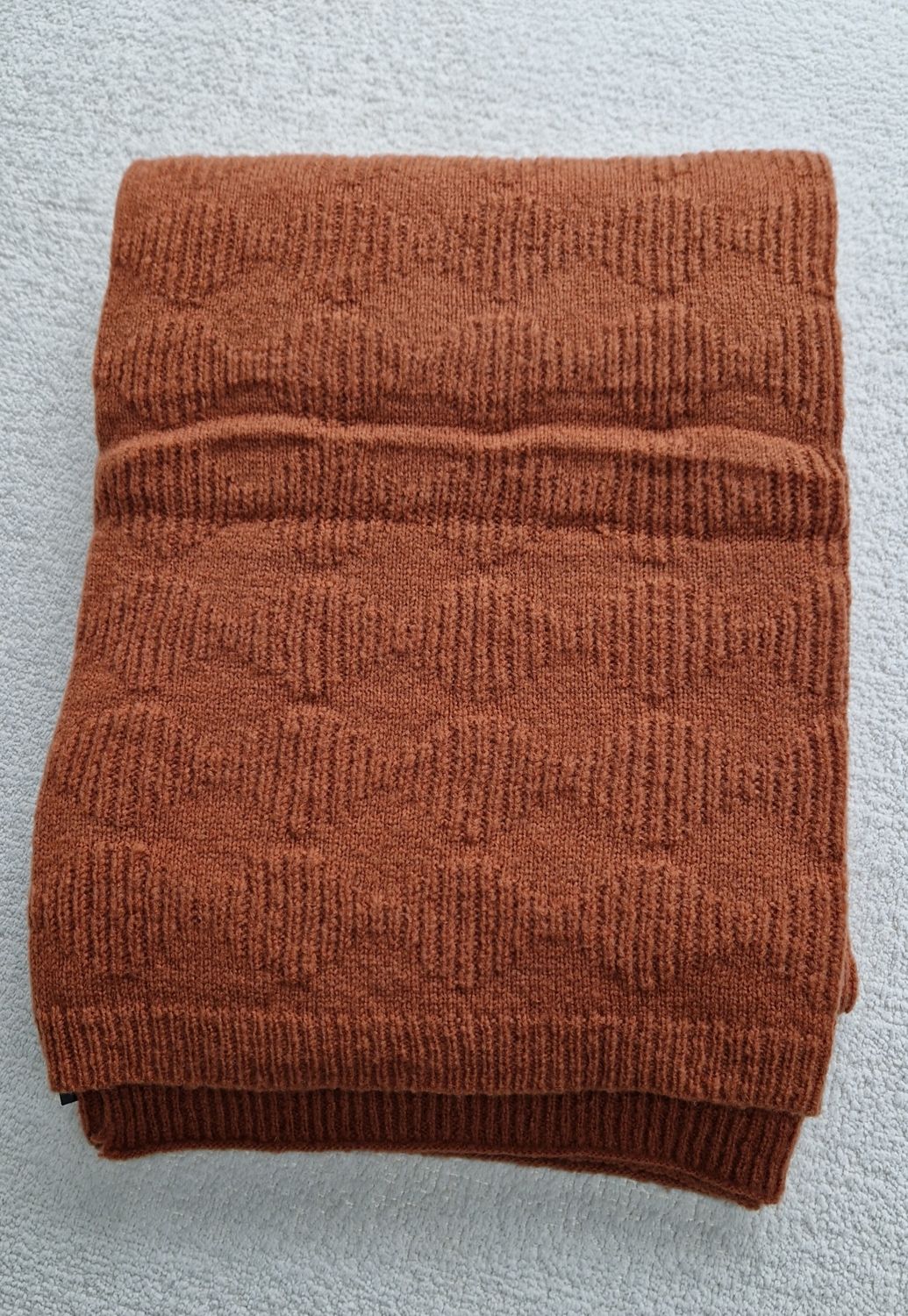 Plaid knitted mohair wool Burnt Orange 140x200