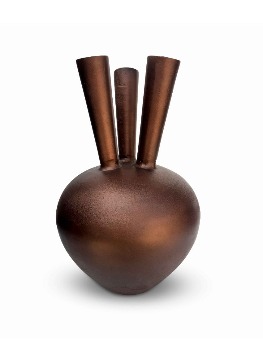 Bombyx - 3 Mouth Vase Oval Brown/copper