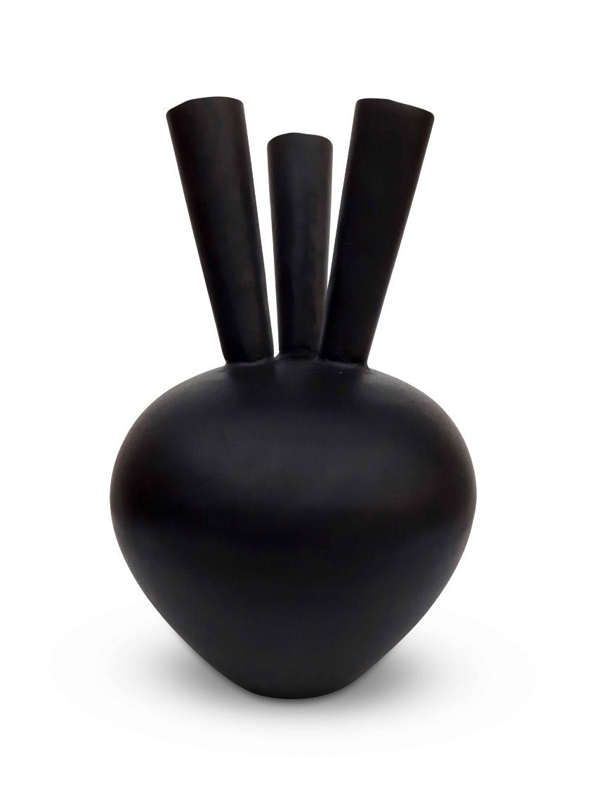 Bombyx - 3 Mouth Oval Vase Matt Black
