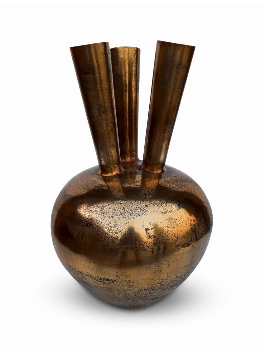 Bombyx - 3 Mouth Vase Oval Bronze/gold