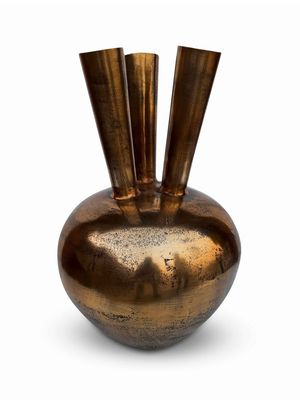 Bombyx - 3 Mouth Vase Oval Bronze/gold