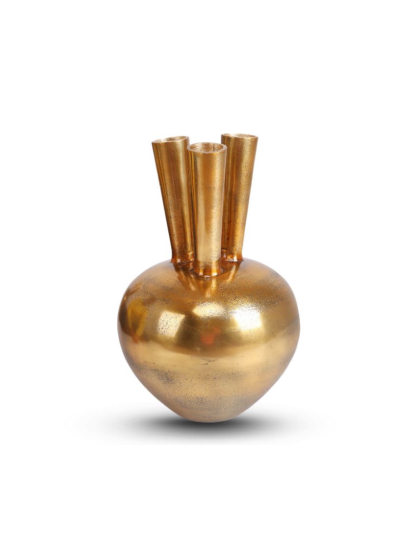 Bombyx - 3 Mouth Vase Oval Small Bronze/Gold