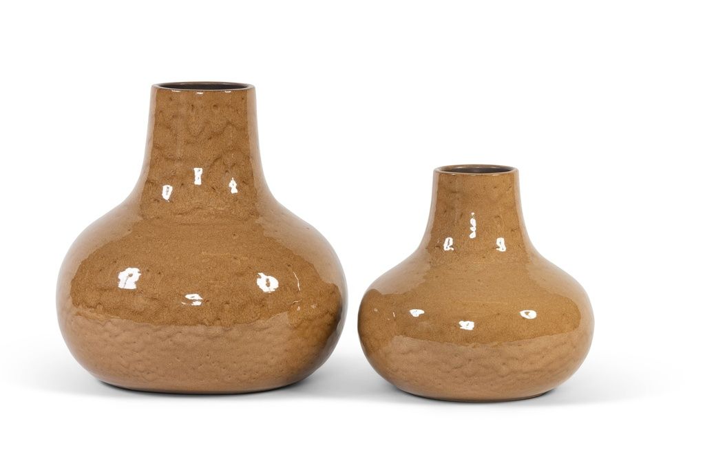 Dekocandle  Vaas oker geglazuurd terracotta S