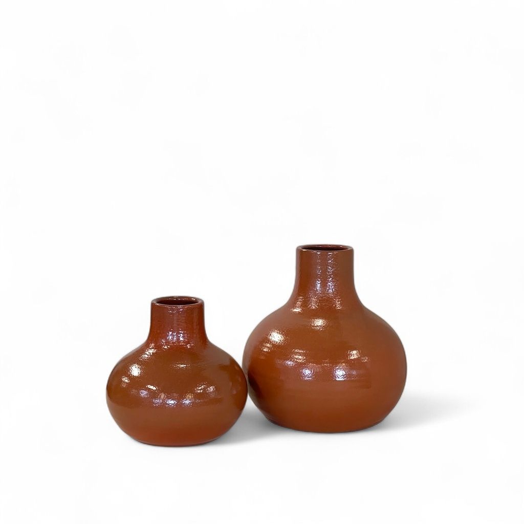 Dekocandle Vaas oranje geglazuurd terracotta S