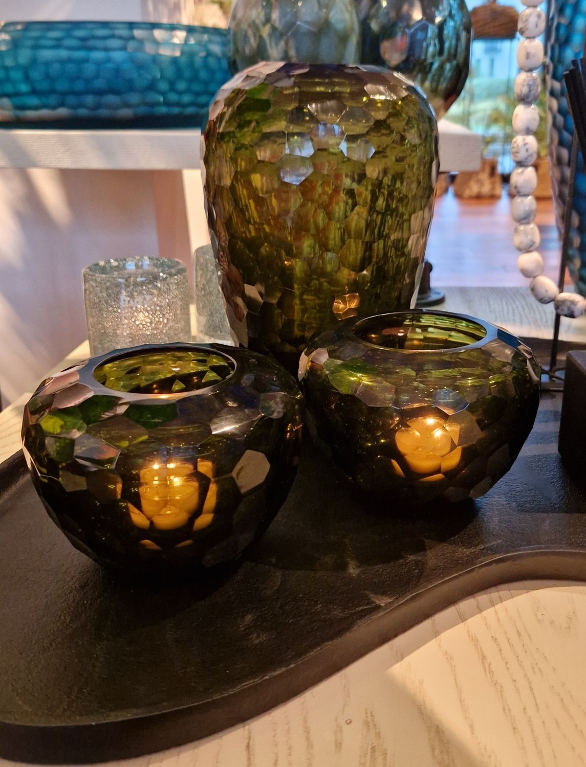 Agate Tealigh Olive Bombyx