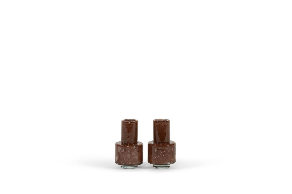 Dekocandle Thick reddish brown vase on base - small