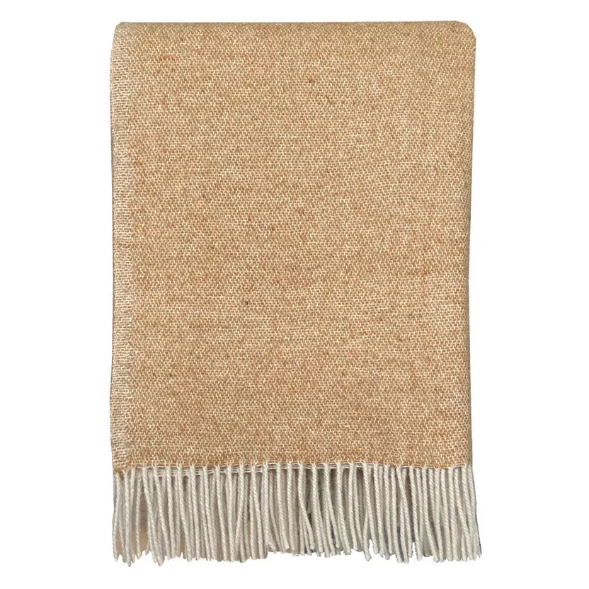 Malagoon plaid - camel beige - omkeerbaar - 130x170cm gerecycleerde wol