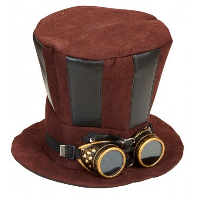 Steampunk hoge hoed met bril
