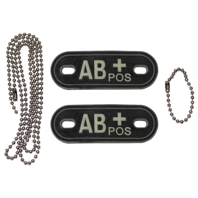 Bloedgroep met ketting, "AB POS" 3D