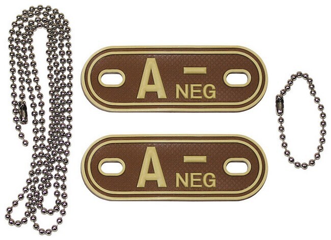 Bloedgroep met ketting, woestijn, "A NEG" 3D