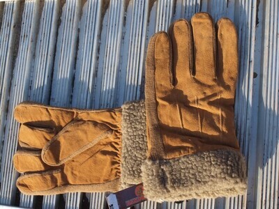 Handschoen - Bruine handschoen met kraag.