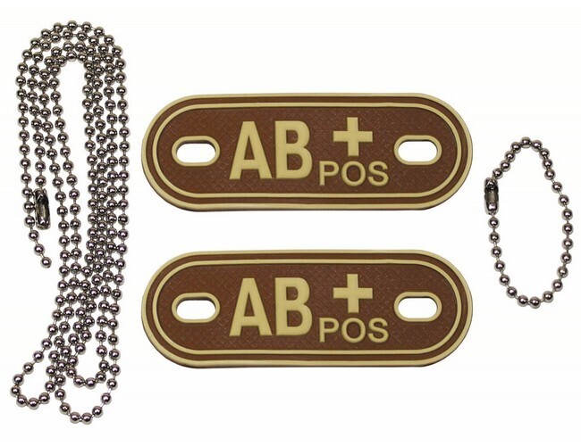 Bloedgroep met ketting, woestijn, "A/B POS" 3D