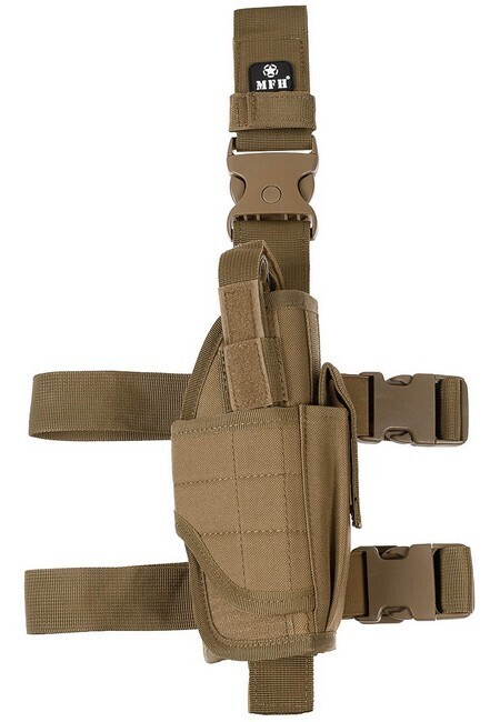 Verstelbaar pistoolbeen holster - coyote - rechts