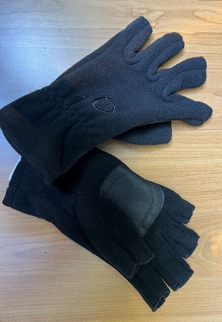 Handschoen Outdoor Mof, fleece zonder vingertoppen zwart